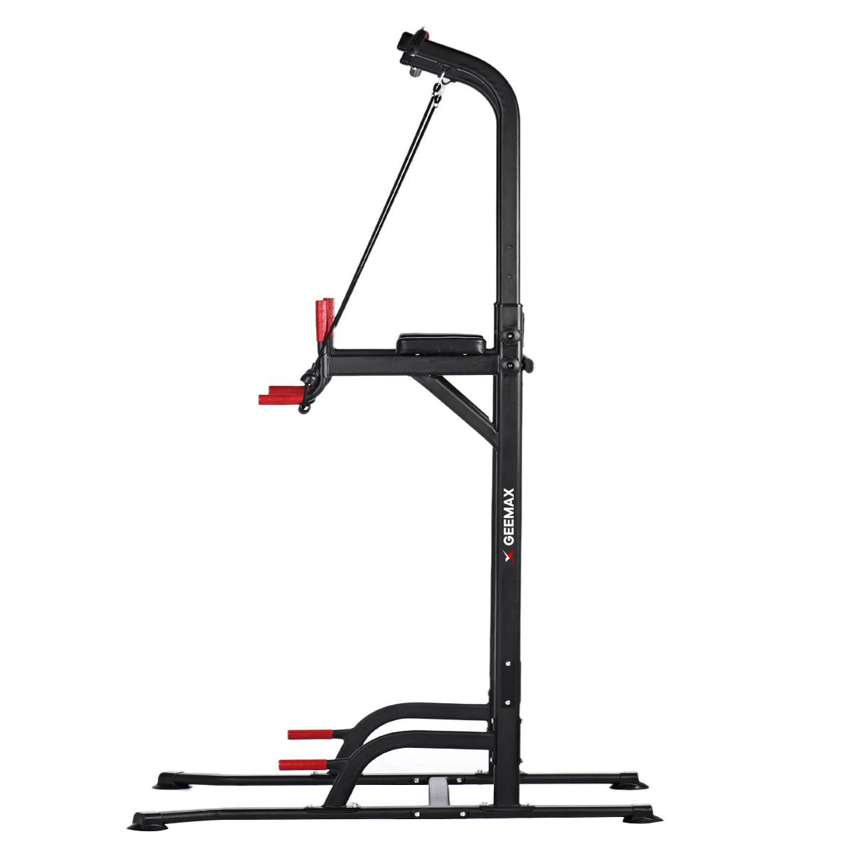 59.1''-90.6'' Adjustable Dip Station Chin Up Bar Core Power Tower Pull Push for Home Gym Fitness Workout Equipment Max Weight 330.6 lbs