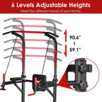 59.1''-90.6'' Adjustable Dip Station Chin Up Bar Core Power Tower Pull Push for Home Gym Fitness Workout Equipment Max Weight 330.6 lbs