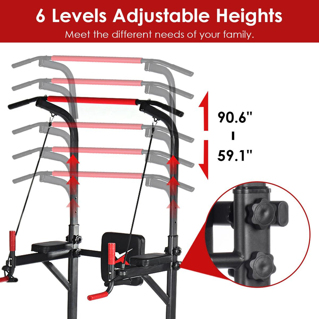 Adjustable Power Tower Multi Function Pull up Station for Strength Training Dip Station Workout Fitness Bar Home Gym Exercise