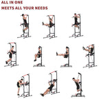 Dip Station Chin up Bar Core Power Tower Pull Push Home Gym Fitness Equipment Resistance Band Adjustable Height