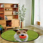HitecClose up of Dog Running and Playing Fetch with OranBall Toy Pet Mat,053077 for Dogs and Cats,5'Round