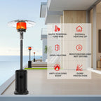 DJKDJL Outdoor Patio Heater With Wheels,Propane 46,000 BTU Premium Outdoor Patio Heater, Black, 77*46*46cm