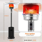 DJKDJL Outdoor Patio Heater With Wheels,Propane 46,000 BTU Premium Outdoor Patio Heater, Black, 77*46*46cm