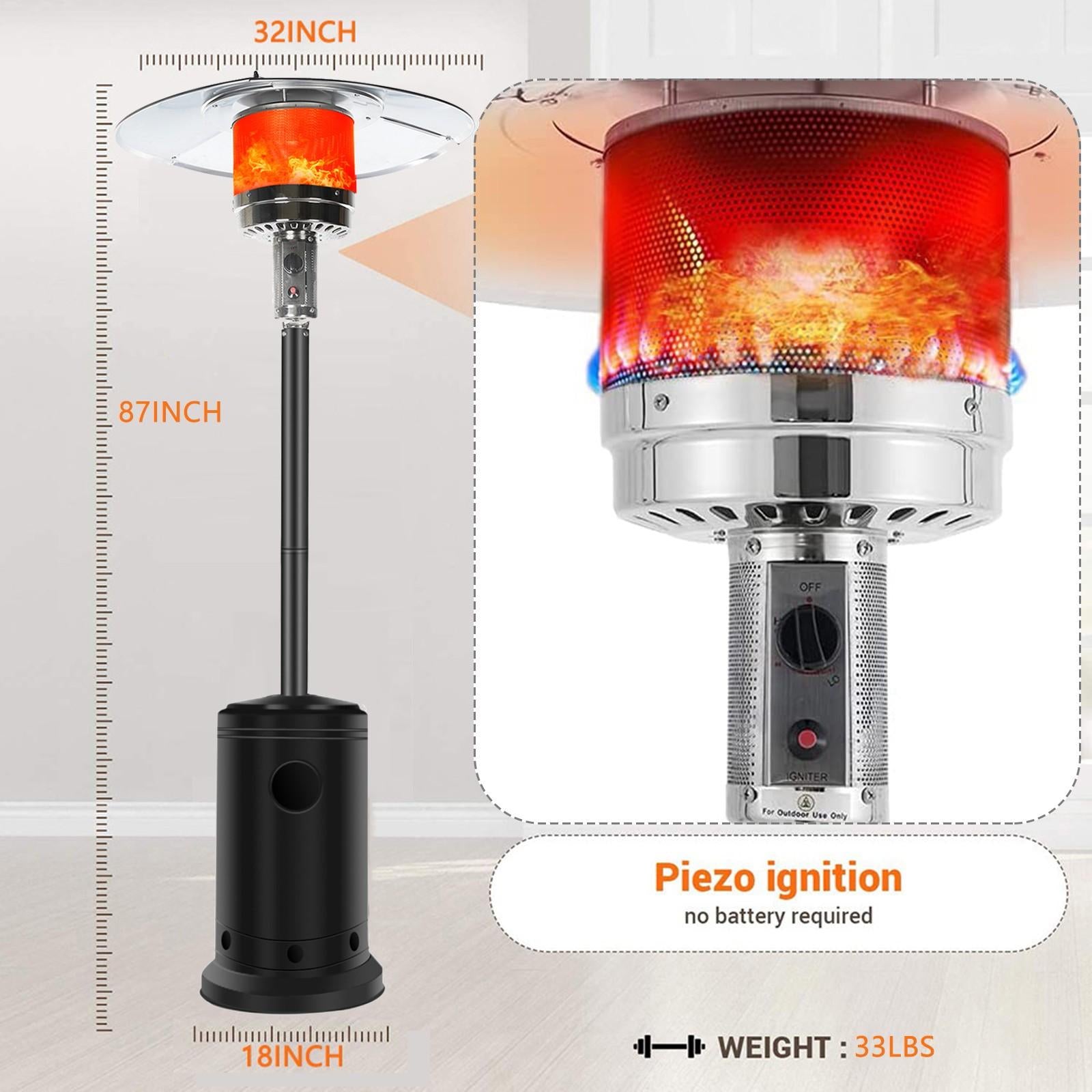 Clearance Prime Outdoor Patio Heater With Wheels,Propane 46,000 BTU Premium Outdoor Patio Heater