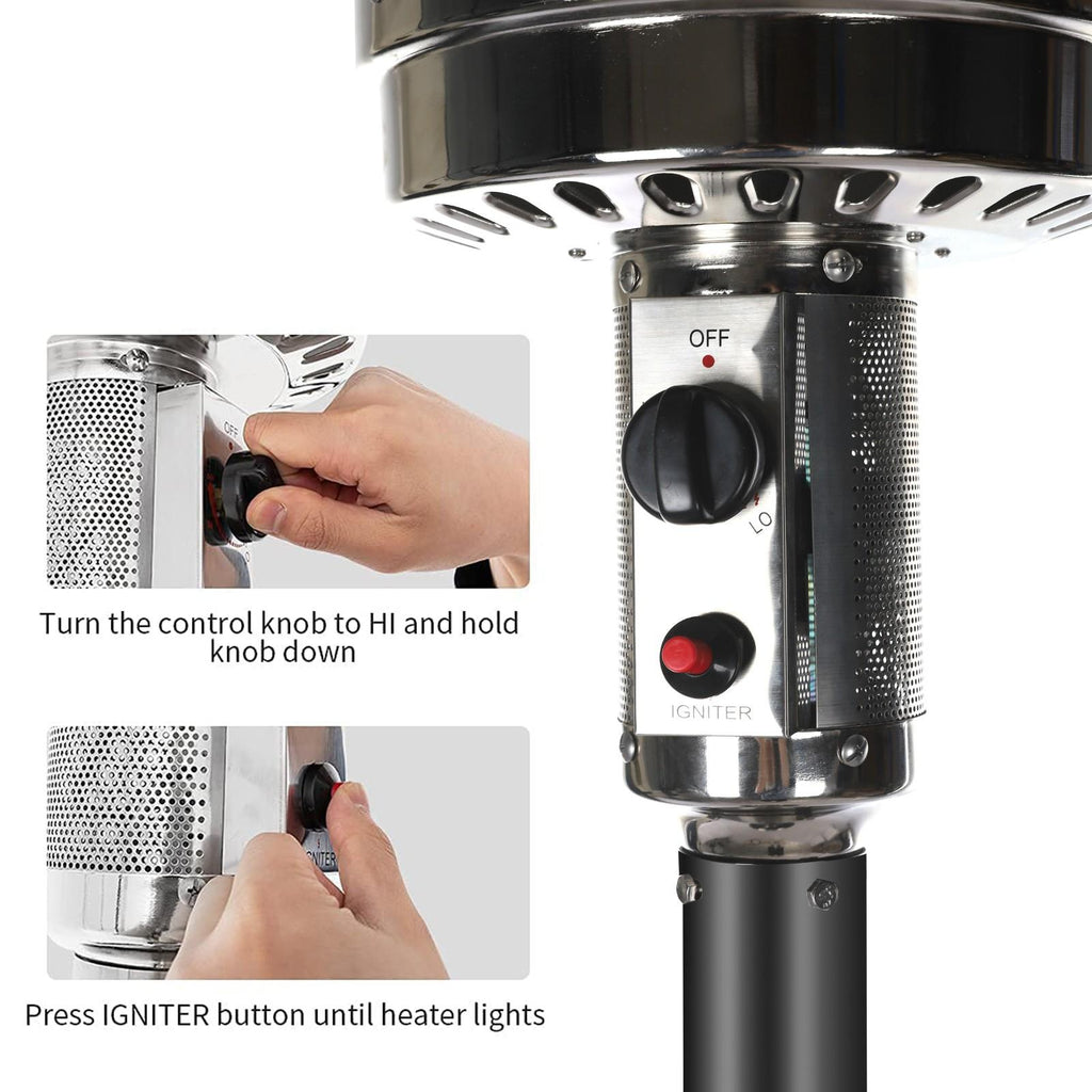DJKDJL Outdoor Patio Heater With Wheels,Propane 46,000 BTU Premium Outdoor Patio Heater, Black, 77*46*46cm