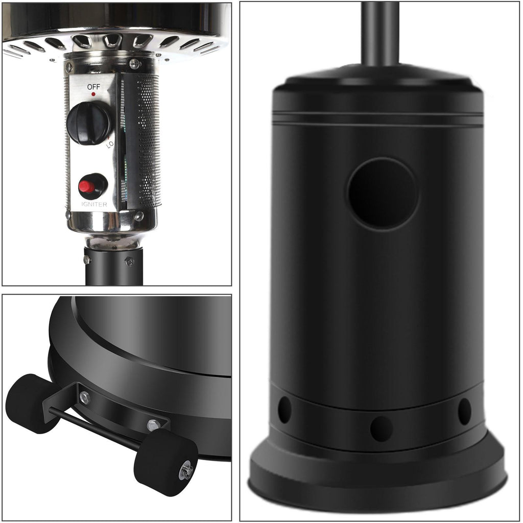 DJKDJL Outdoor Patio Heater With Wheels,Propane 46,000 BTU Premium Outdoor Patio Heater, Black, 77*46*46cm