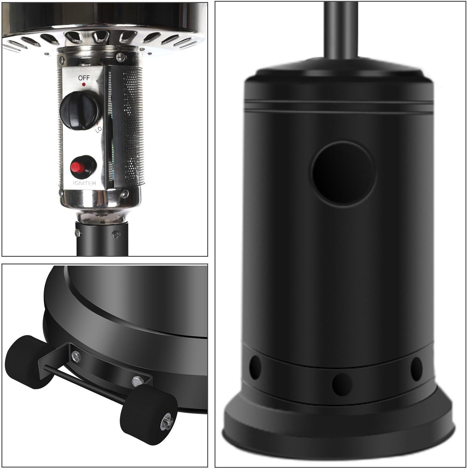 DJKDJL Outdoor Patio Heater With Wheels,Propane 46,000 BTU Premium Outdoor Patio Heater, Black, 77*46*46cm