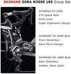 SAVADECK Carbon Road Bike, Warwinds3.0 700C Carbon Fiber Racing Bicycle with SORA 18 Speed Derailleur System and Double V Brake
