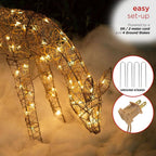 29 in. Grazing Rattan Reindeer Decoration with White Halogen Lights