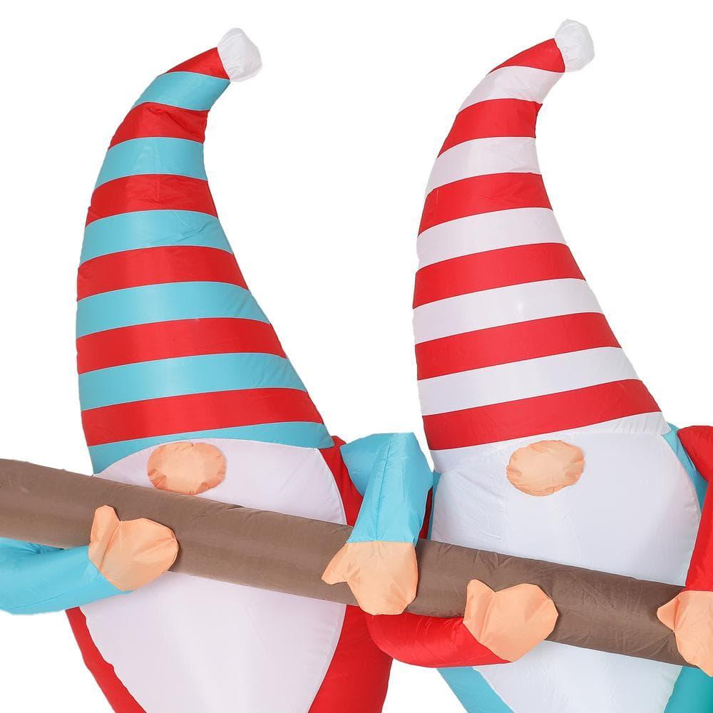 Lighted 4 ft. H x 8 ft. W Gnome Elves with Tree Inflatable
