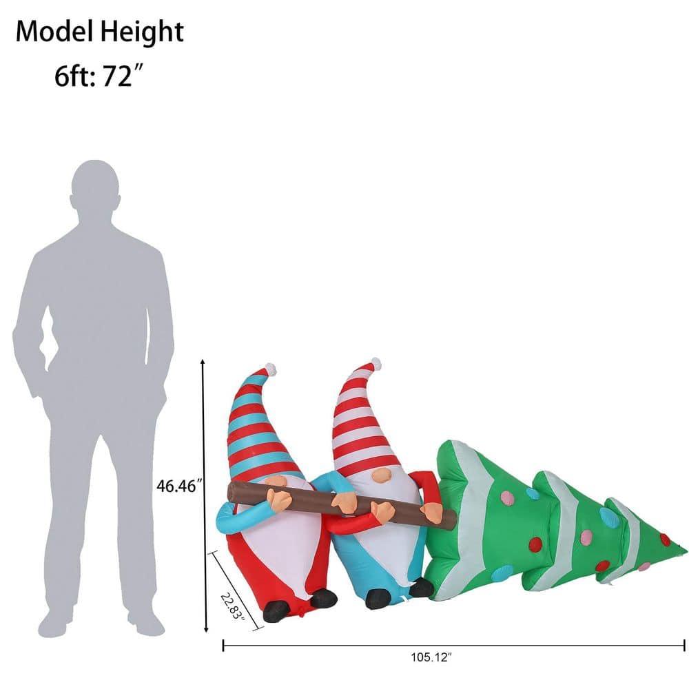 Lighted 4 ft. H x 8 ft. W Gnome Elves with Tree Inflatable