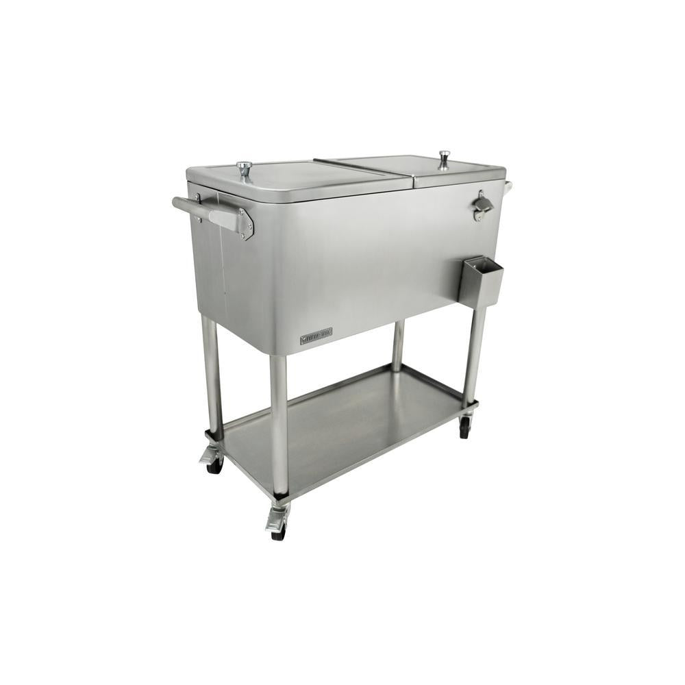 80 Qt.  Steel Patio Cooler With Bottom Tray