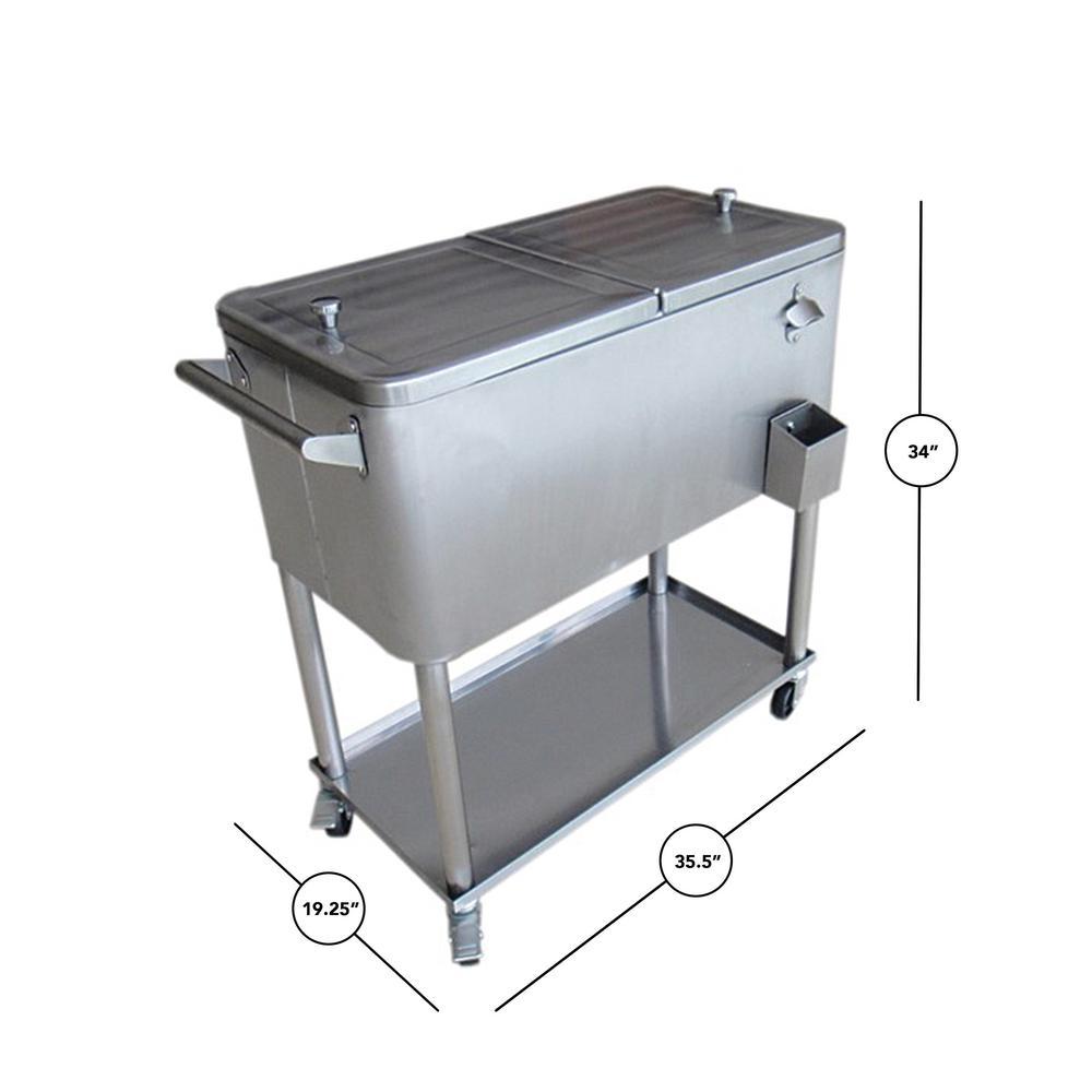 80 Qt.  Steel Patio Cooler With Bottom Tray