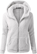 Women's Fuzzy Hoodies Zip Up Hoodie Cozy Pockets Hooded Sweatshirt Fleece Hoodies Jacket