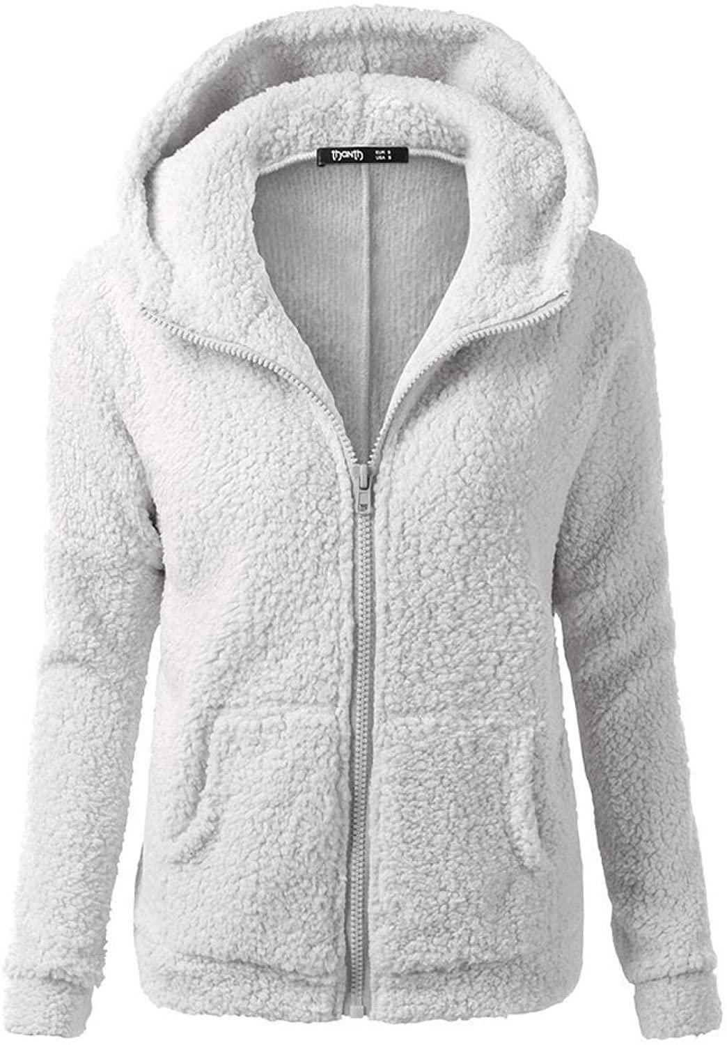 Women's Fuzzy Hoodies Zip Up Hoodie Cozy Pockets Hooded Sweatshirt Fleece Hoodies Jacket