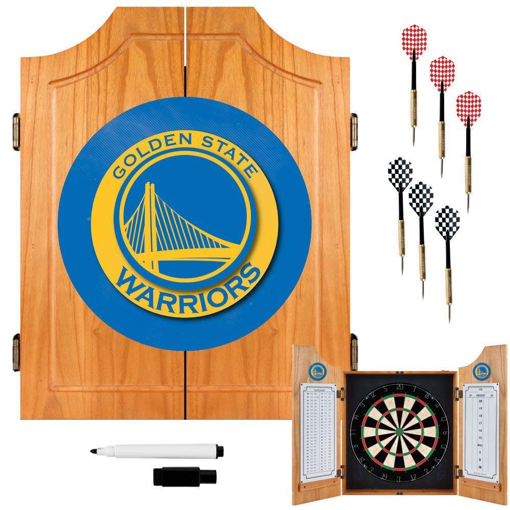 NBA Golden State Warriors Wood Finish Dart Cabinet Set