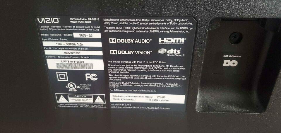vizio 65in tv v655-g09 led hdtv 4k uhd