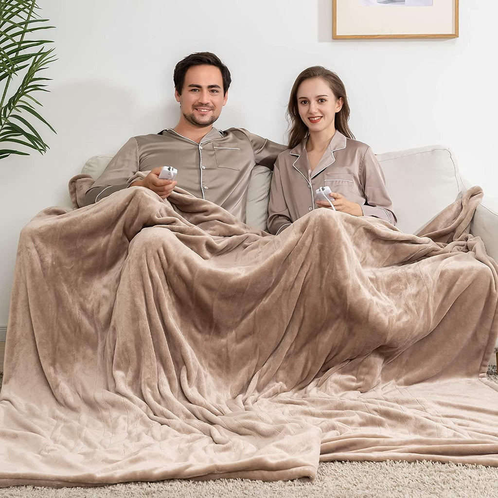 Heated Blanket  Electric Blanket Size 90"x100" - 4 Heating Levels &amp; 10 Hours Auto Off, Heating Blanket with ETL and FCC Certificated, Machine Washable, Brown