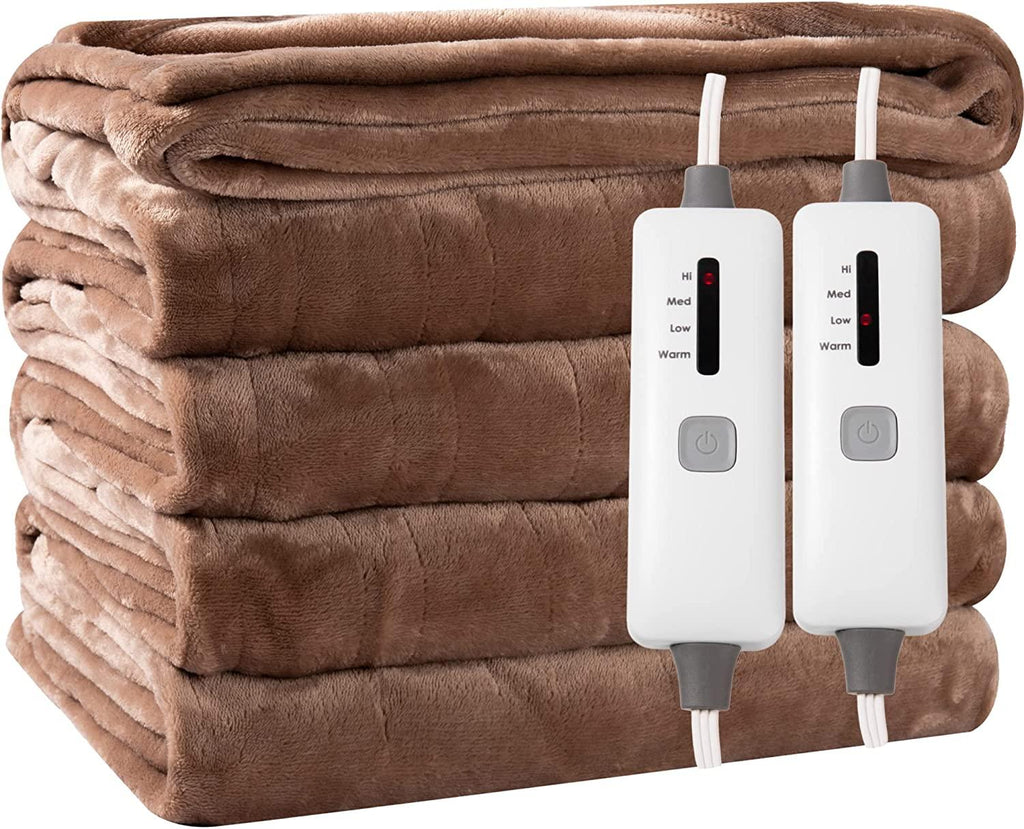 Heated Blanket  Electric Blanket Size 90"x100" - 4 Heating Levels &amp; 10 Hours Auto Off, Heating Blanket with ETL and FCC Certificated, Machine Washable, Brown