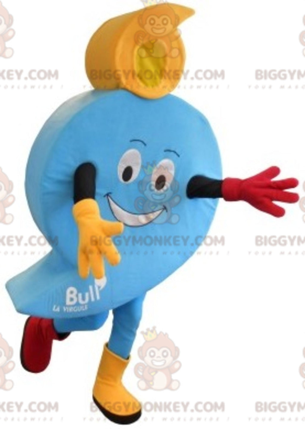BIGGYMONKEYmascot costume in the shape of a blue bubble. Digit 9