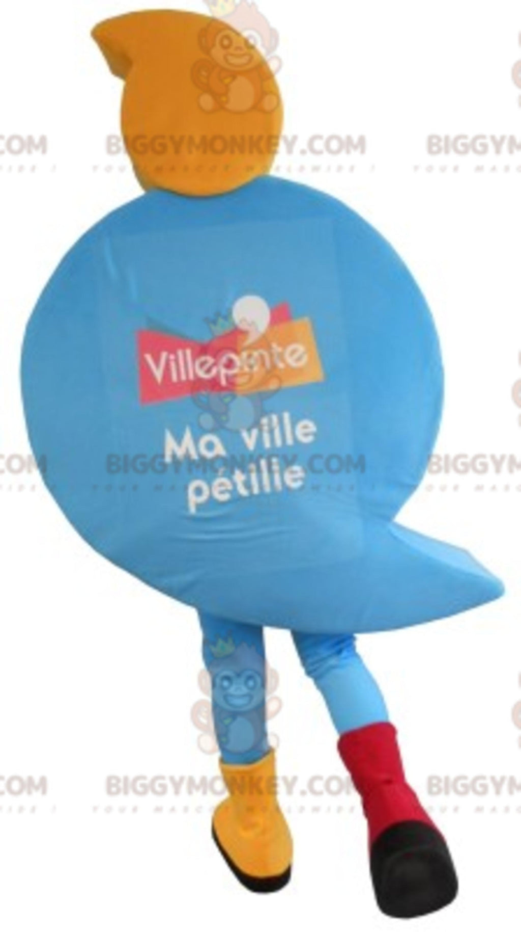 BIGGYMONKEYmascot costume in the shape of a blue bubble. Digit 9