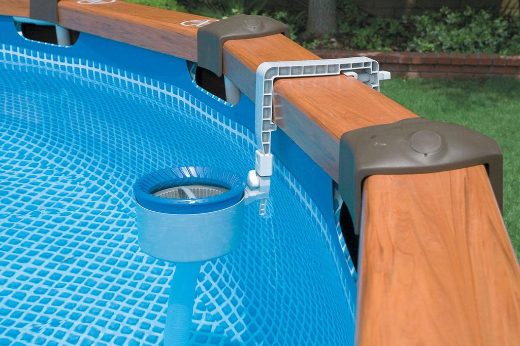 intex above ground pool sand filter pump bundled w/ wall mount automatic skimmer
