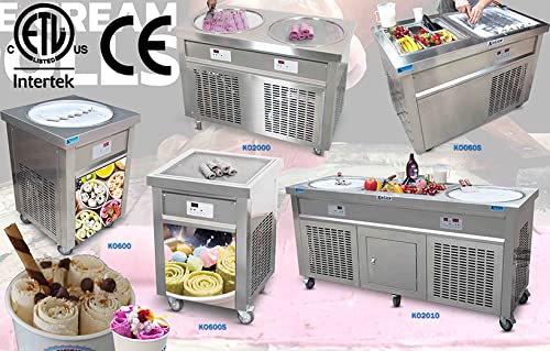 Commercial ETL Certificate 21"x21" Single Square Pan Roll Ice Cream Machine, Thai Stir  Frozen Yogurt Fried Ice Cream Machine, Fry Ice Cream Roll Machine, Auto Defrost