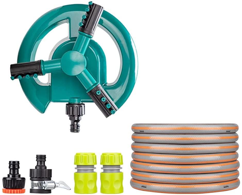 BBGS Garden Lawn Sprinkler with Hose, Automatic Water Sprinkler, 360 Degree Rotating 3 Arms Water Sprinkler Irrigation System (Size : 3/4" hose-30m)