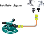 BBGS Garden Sprinkler with Hose, Automatic Lawn Water Sprinkler 360° 3 Arm Rotating Sprinkler System for Watering Lawn Plants Flowers Veggies (Size : 3/4" hose-30m)