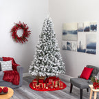 Nearly Natural 8' Green Flocked Fir Artificial Christmas Tree Prelit 500 Clear LED Lights
