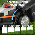 Electric Lawn Mower Cordless,Grass Cutter Machine for 1600 Sq.Ft. Lawnmower with Motor,13 in Cutting Width,8 Gallon Capacity,Cutting Height from 1 to 2.5 in（ 4.0 Battery）