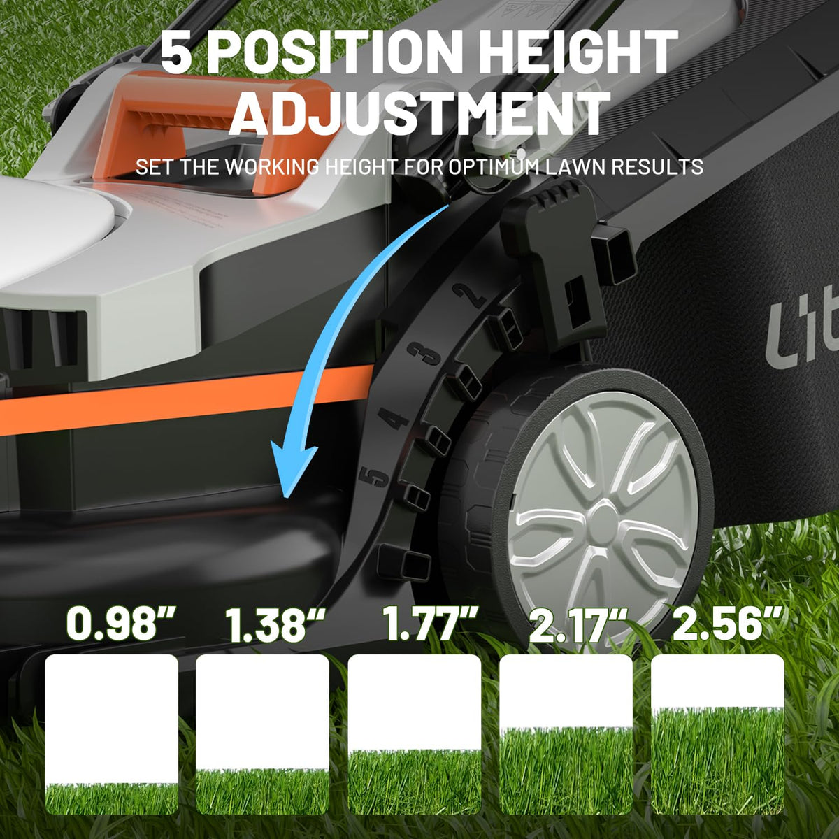 Cordless Lawn Mower 13 Inch, U20 Handy+ 20V Electric Lawn Mowers for Garden, Yard and Farm, 5 Heights Adjustment, Light Weight,4.0Ah Portable Battery Included
