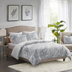 Home Essence Naomi Marble Faux Fur Ultra Soft Comforter Set, King, Grey/Blue