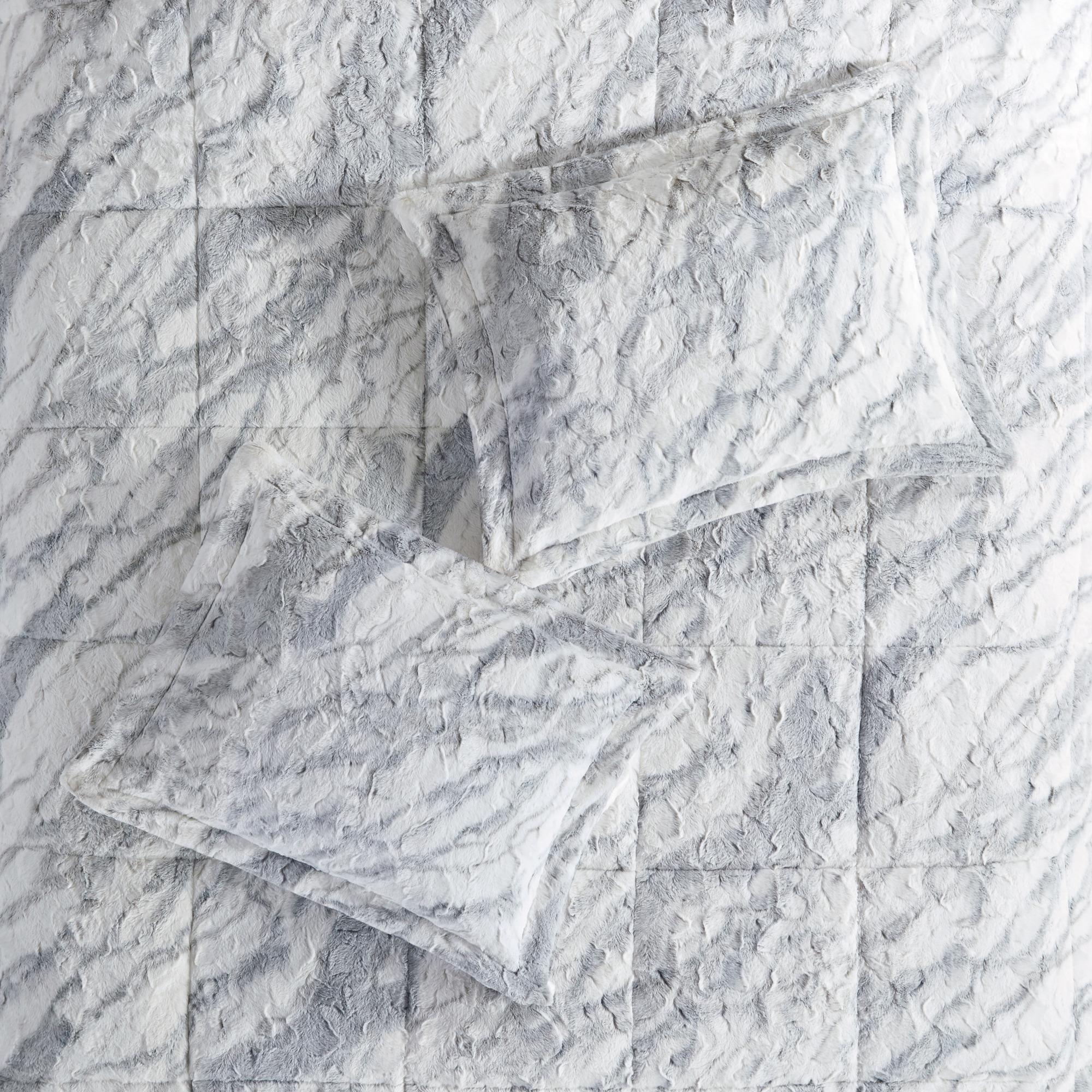Home Essence Naomi Marble Faux Fur Ultra Soft Comforter Set, King, Grey/Blue