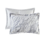 Home Essence Naomi Marble Faux Fur Ultra Soft Comforter Set, King, Grey/Blue