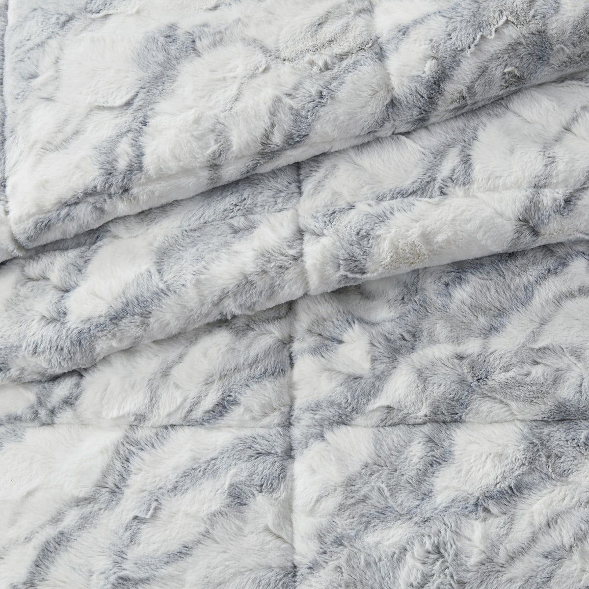 Home Essence Naomi Marble Faux Fur Ultra Soft Comforter Set, King, Grey/Blue
