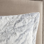 Home Essence Naomi Marble Faux Fur Ultra Soft Comforter Set, King, Grey/Blue
