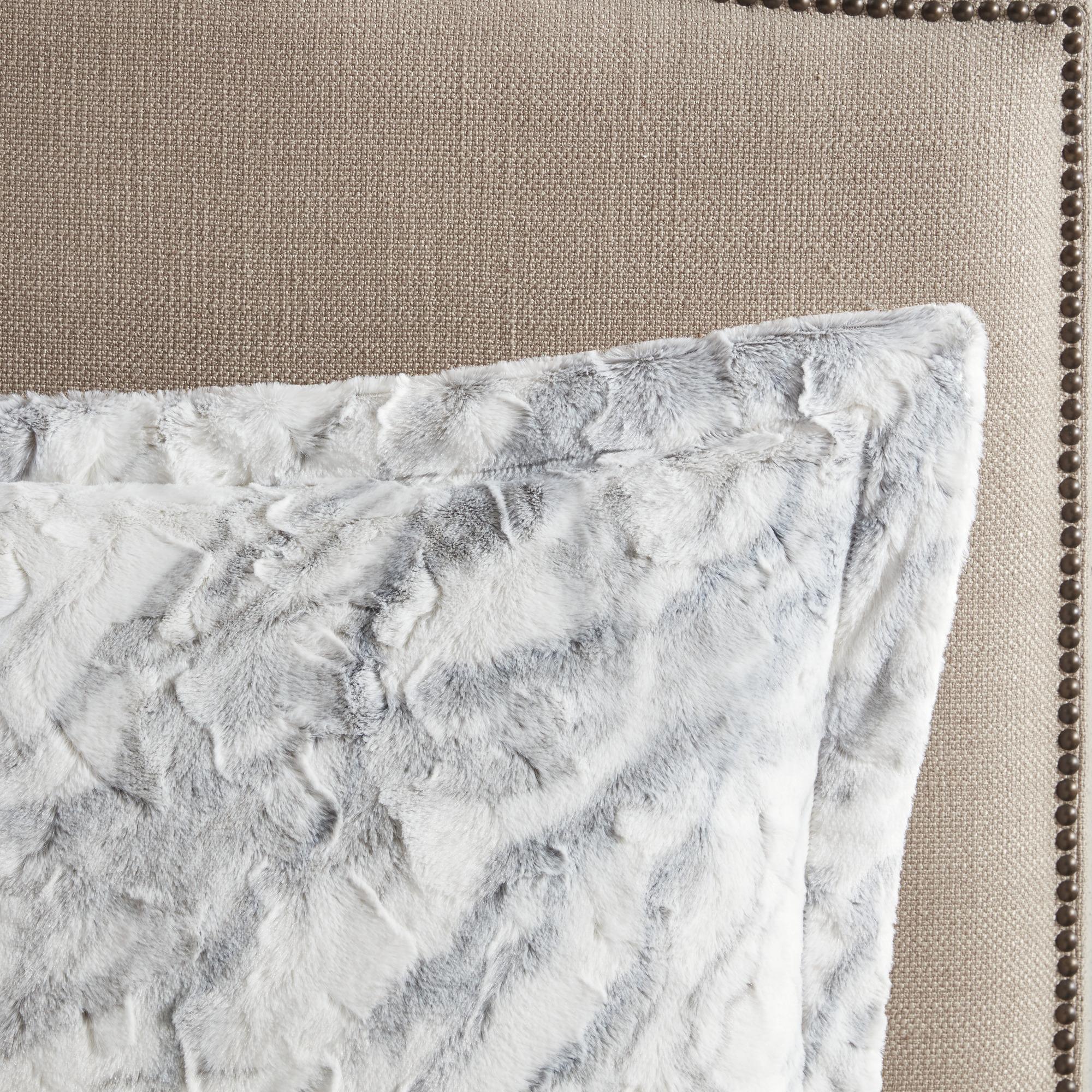 Home Essence Naomi Marble Faux Fur Ultra Soft Comforter Set, King, Grey/Blue
