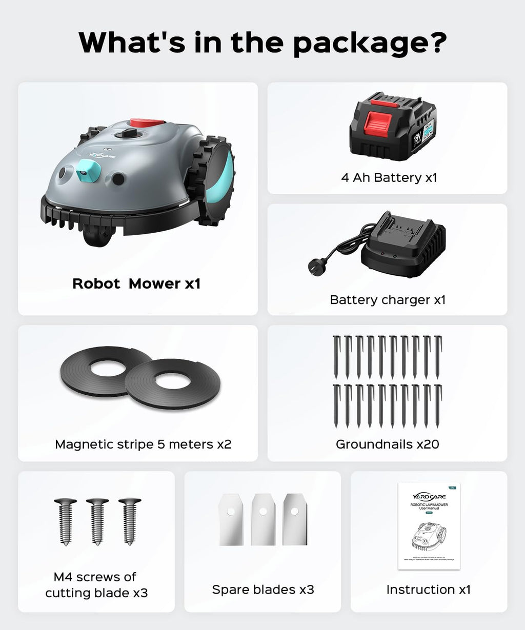 V100 Robotic Lawn Mower – Visual Navigation &amp; Smart Obstacle Avoidance, Adjustable Cutting Height 0.8–2.4 in, Low-Noise Auto Mowing for Small Lawns up to 1,600 sq ft