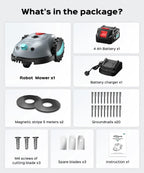 V100 Robot Lawn Mower with HD Vision Navigation, Smart Obstacle Detection, Collision Sensors, Adjustable Cutting Height, Low-Noise Operation—Perfect for Small Lawns up to 1,600 sq ft.