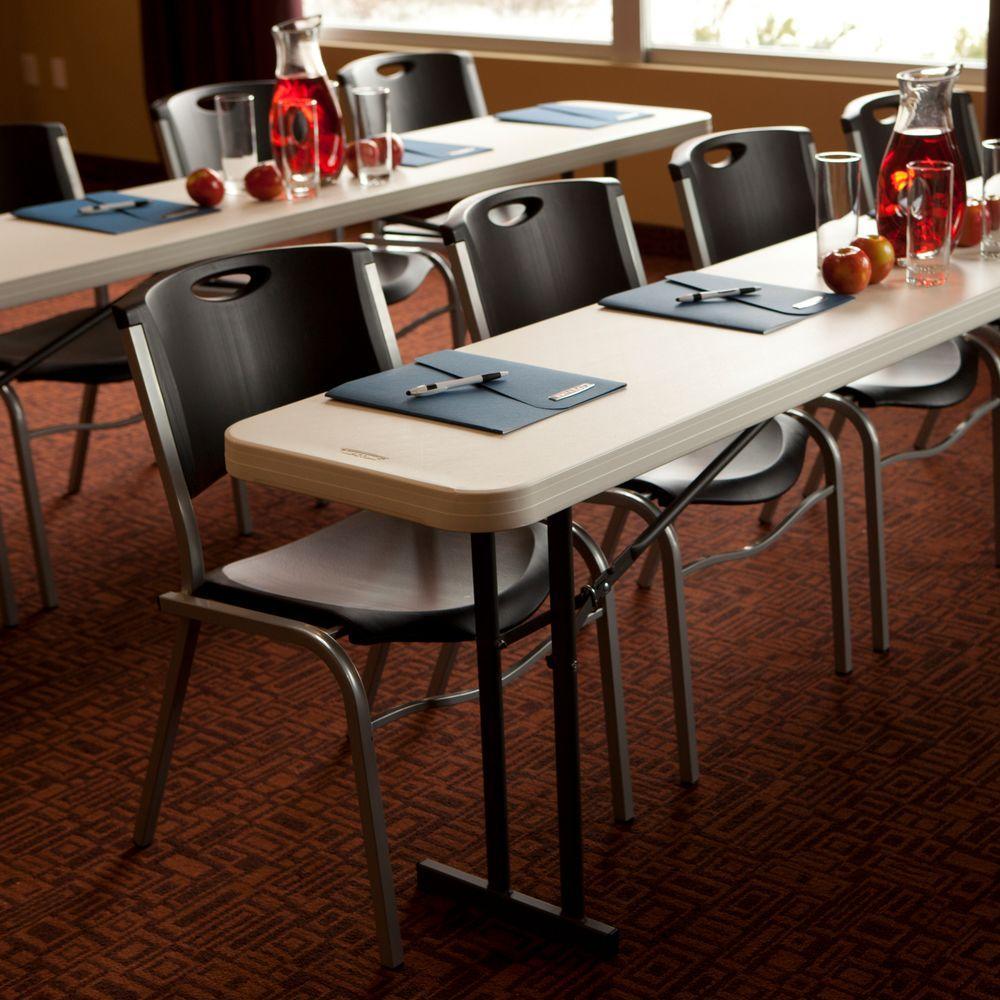 96 in. White Plastic Portable Folding Seminar Table