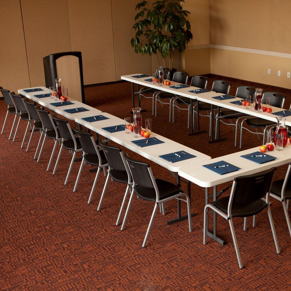96 in. White Plastic Portable Folding Seminar Table
