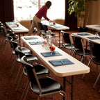96 in. White Plastic Portable Folding Seminar Table