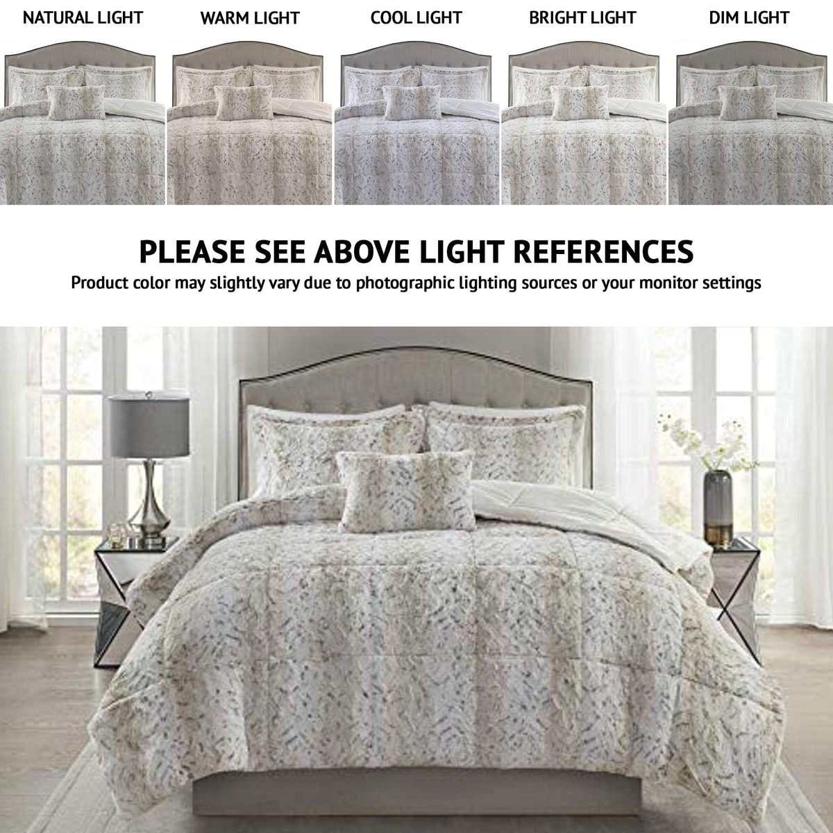 Gracie Mills Zuri 4PC Faux Fur Comforter Set Full/Queen - MP10-6296