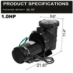 1.0 hp above-ground swimming pool pump motor strainer generic ul certification