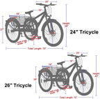 VANELL Adult Mountain Tricycle, 7 Speed MTB Three Wheel Trike Bike Bicycle LarBasket for Men/Women/Seniors/Youth