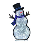 30 in. Lighted Outdoor Snowman with 137 LED Lights, White/Blue/Black