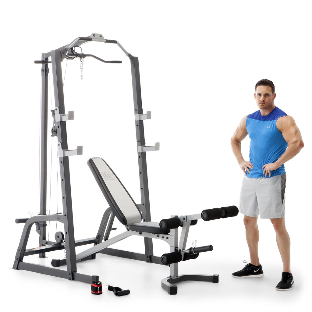 Marcy Pro Home Gym Fitness Deluxe CaSystem Machine with Weight Lifting Bench