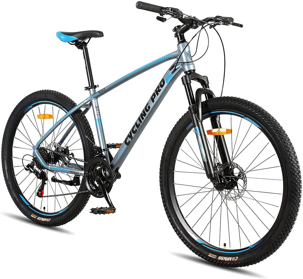 AMOWARE Mountain Bike for Adults, 17 Inch Aluminum Frame Size, 21 Speeds, 27.5-Inch Wheels,Full Suspension Disc Brake, Front and Rear Brakes
