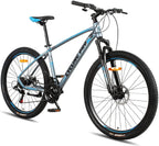 AMOWARE Mountain Bike for Adults, 17 Inch Aluminum Frame Size, 21 Speeds, 27.5-Inch Wheels,Full Suspension Disc Brake, Front and Rear Brakes